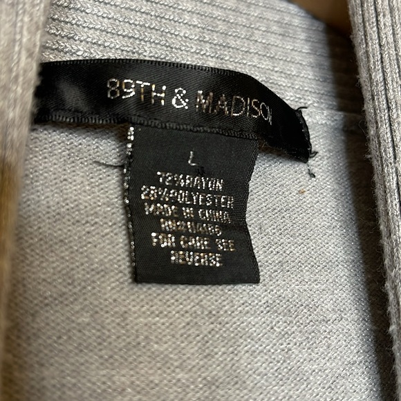 89 TH & Madison Open Grey Cardigan Size Large - Picture 8 of 11
